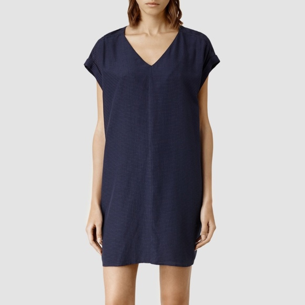 All Saints Kinney LA Navy Striped Mini Dress